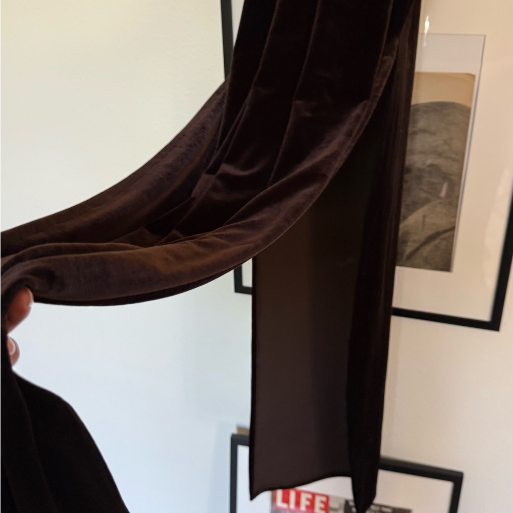 Adrianna Papell Brown velvet Maxi Dress with Pink Floral Detail - Picture 6 of 6